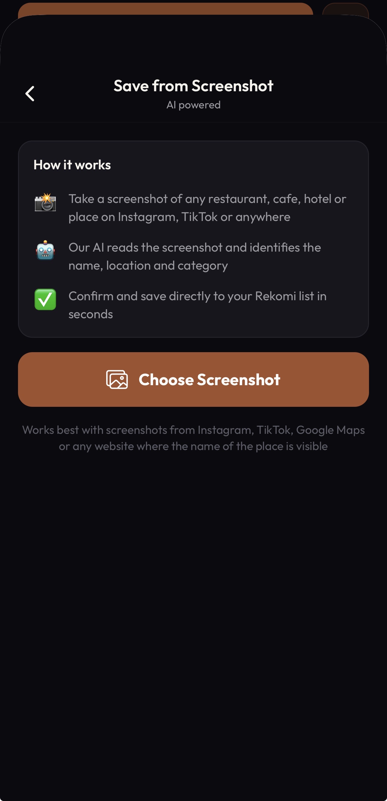 Save from Screenshot AI import screen