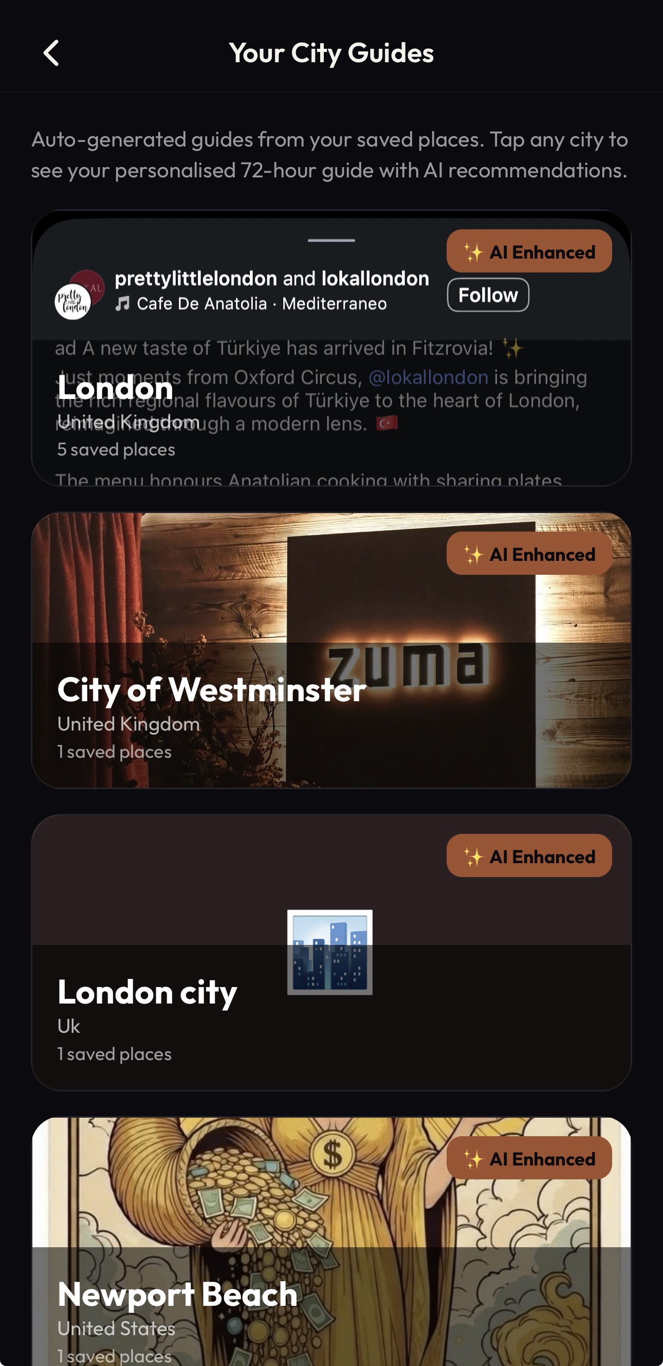 Your City Guides with AI-enhanced city cards