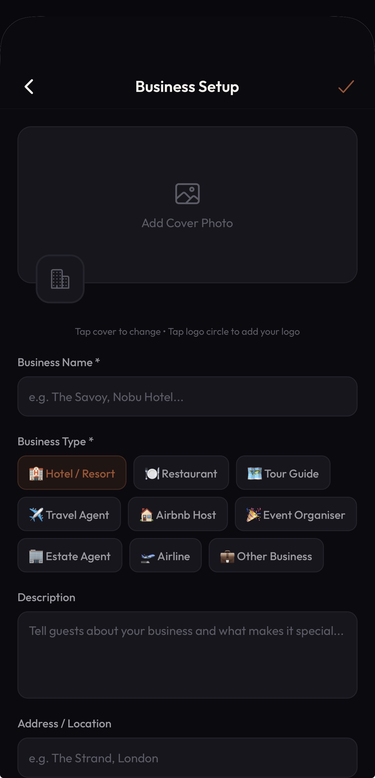 Business setup for hotels and concierge mode