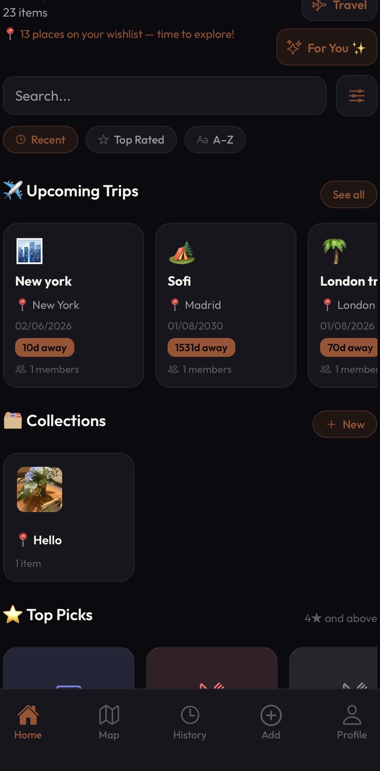 Rekomi trips and collections